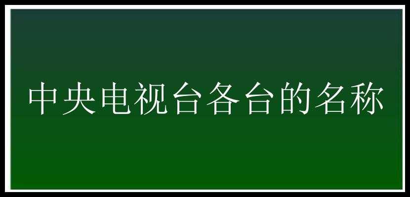 中央电视台各台的名称