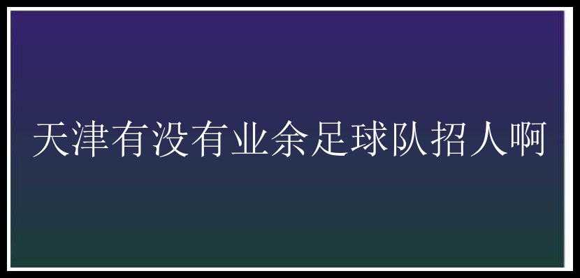 天津有没有业余足球队招人啊