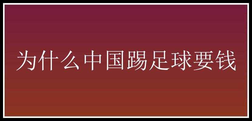 为什么中国踢足球要钱