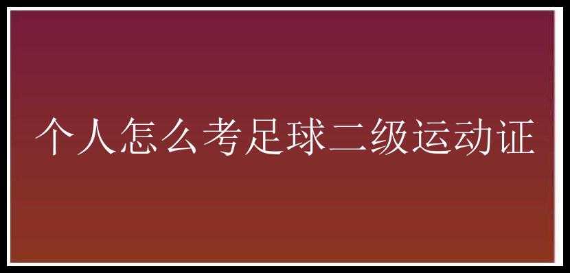 个人怎么考足球二级运动证