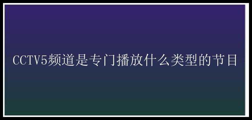 CCTV5频道是专门播放什么类型的节目