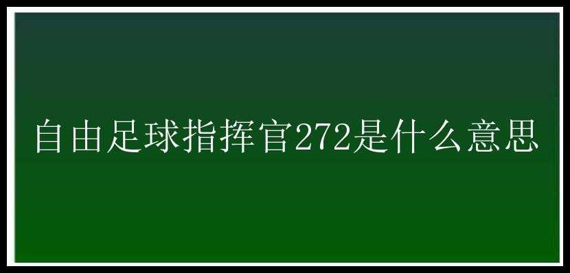 自由足球指挥官272是什么意思