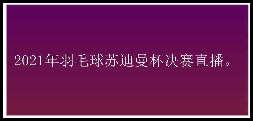 2021年羽毛球苏迪曼杯决赛直播。