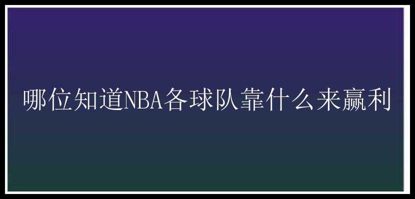 哪位知道NBA各球队靠什么来赢利