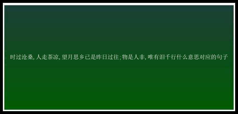 时过沧桑,人走茶凉,望月思乡已是昨日过往;物是人非,唯有泪千行什么意思对应的句子