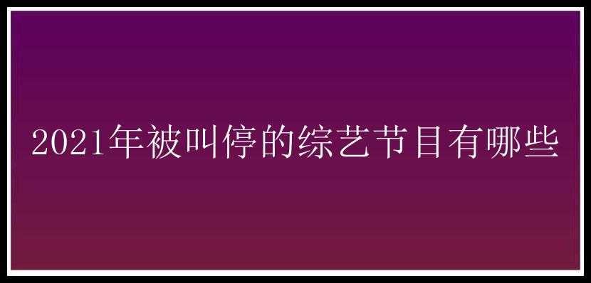 2021年被叫停的综艺节目有哪些