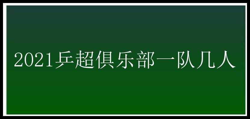 2021乒超俱乐部一队几人