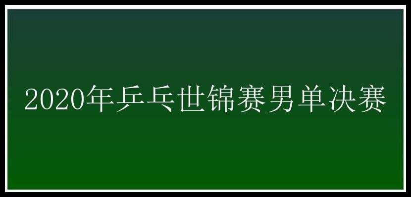 2020年乒乓世锦赛男单决赛