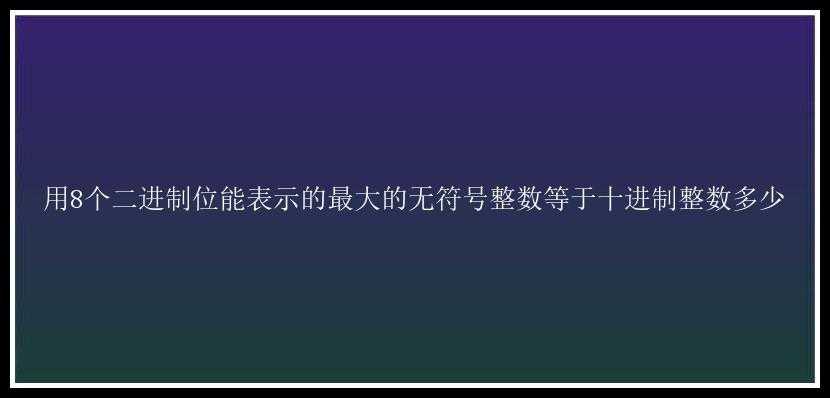 用8个二进制位能表示的最大的无符号整数等于十进制整数多少