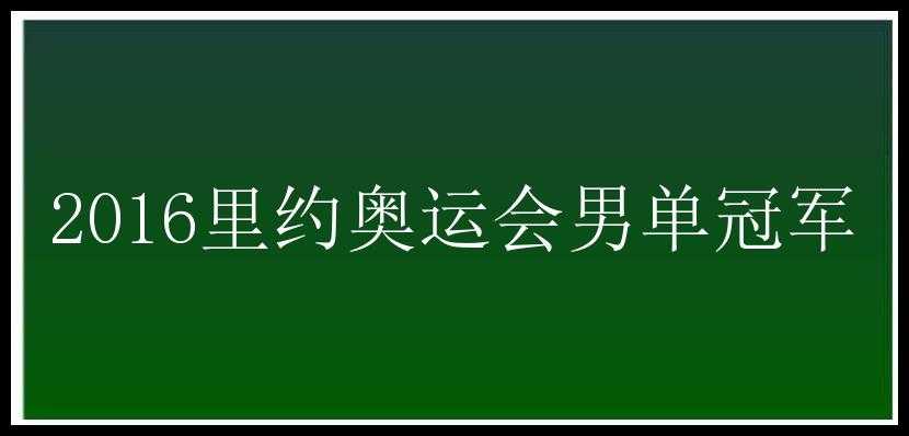 2016里约奥运会男单冠军