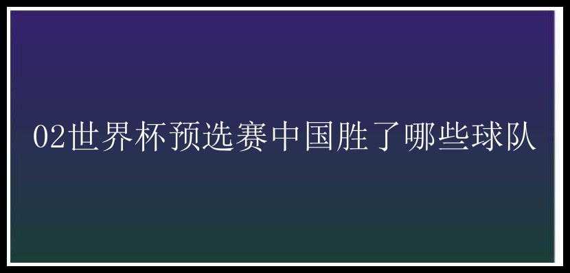 02世界杯预选赛中国胜了哪些球队