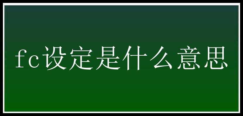 fc设定是什么意思