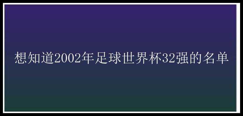 想知道2002年足球世界杯32强的名单