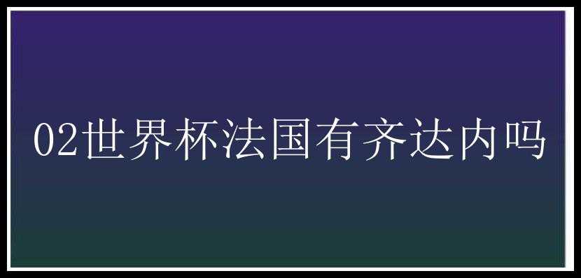 02世界杯法国有齐达内吗