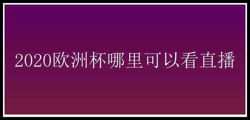 2020欧洲杯哪里可以看直播