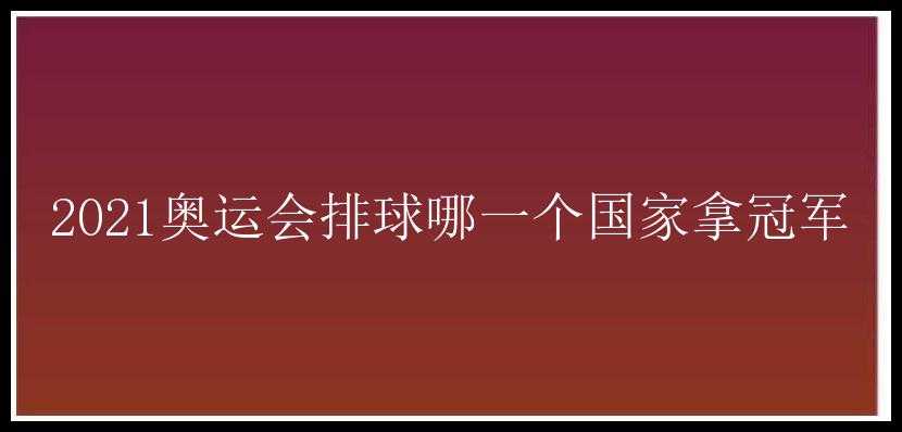 2021奥运会排球哪一个国家拿冠军