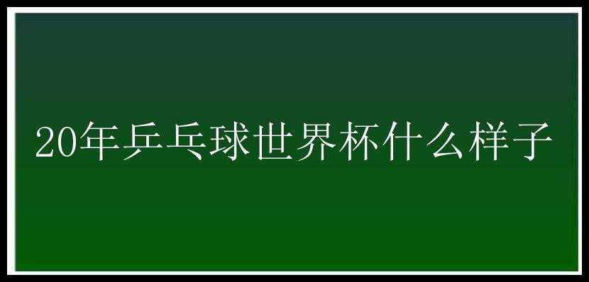 20年乒乓球世界杯什么样子