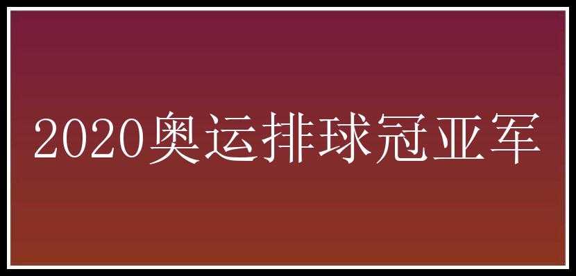 2020奥运排球冠亚军