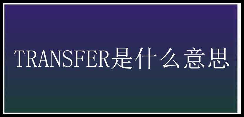 TRANSFER是什么意思