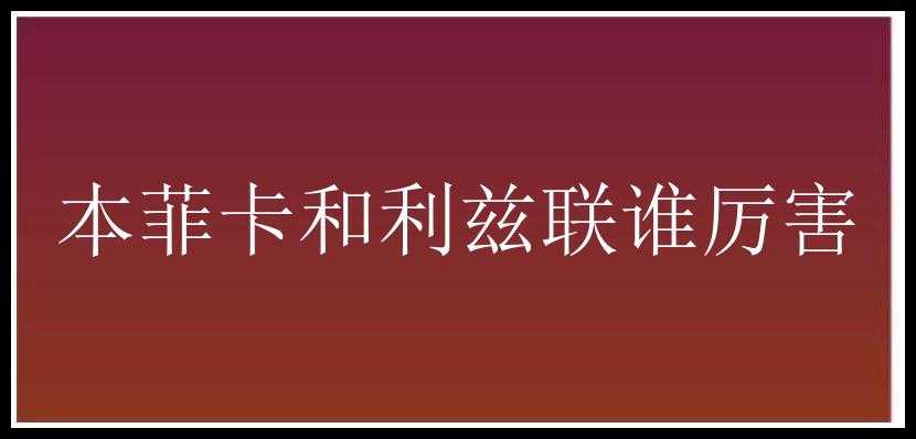 本菲卡和利兹联谁厉害