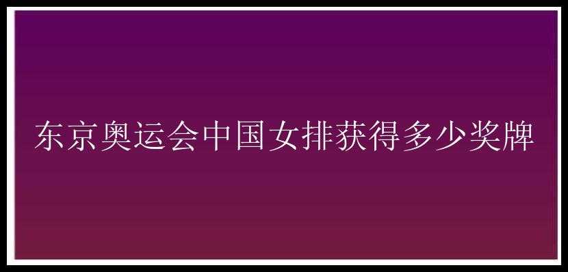 东京奥运会中国女排获得多少奖牌