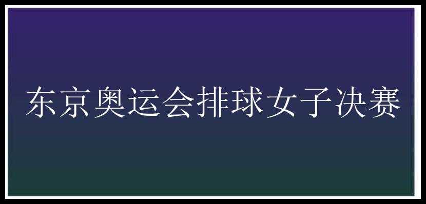 东京奥运会排球女子决赛