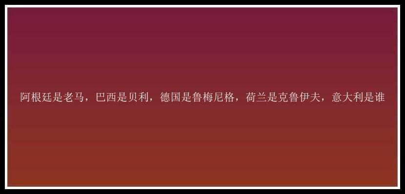 阿根廷是老马，巴西是贝利，德国是鲁梅尼格，荷兰是克鲁伊夫，意大利是谁