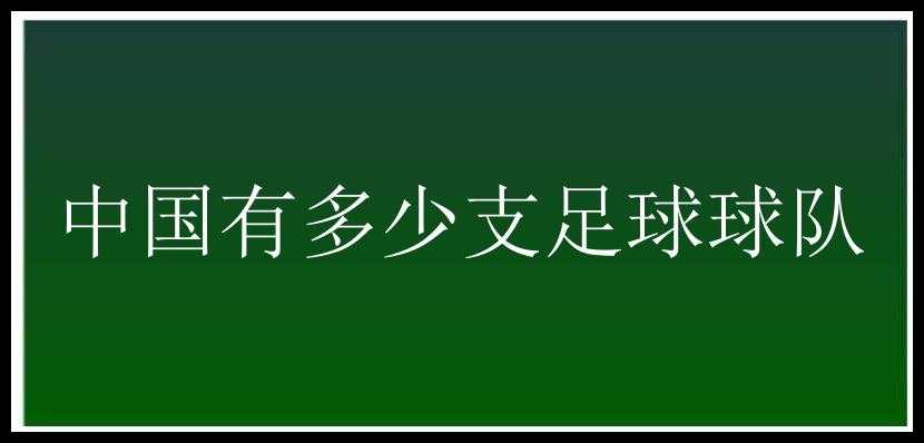 中国有多少支足球球队