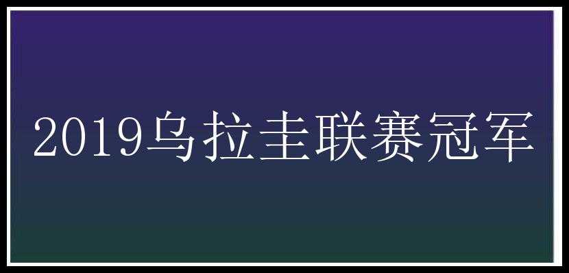 2019乌拉圭联赛冠军