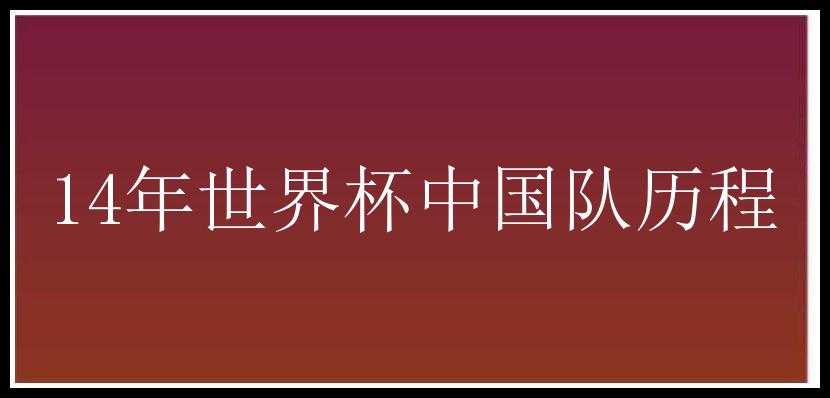 14年世界杯中国队历程