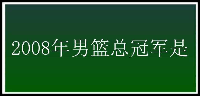 2008年男篮总冠军是