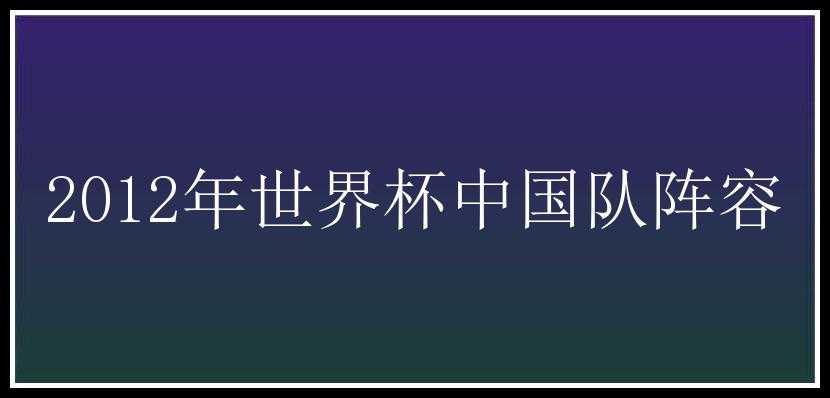 2012年世界杯中国队阵容