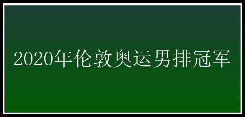 2020年伦敦奥运男排冠军