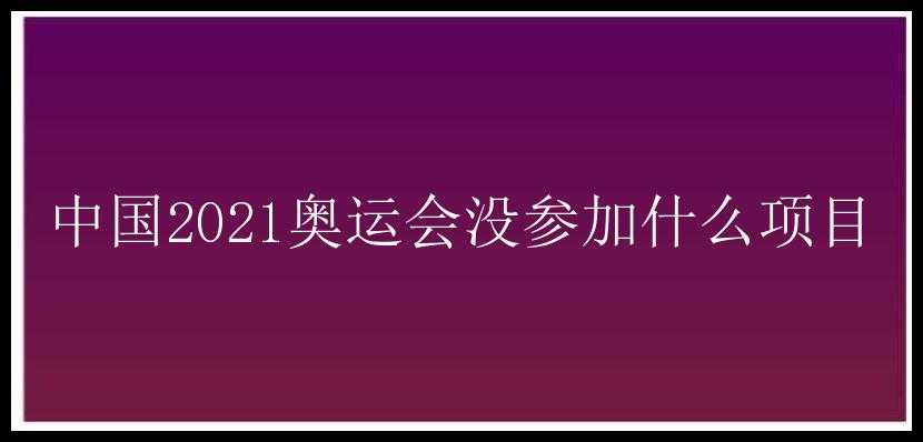 中国2021奥运会没参加什么项目