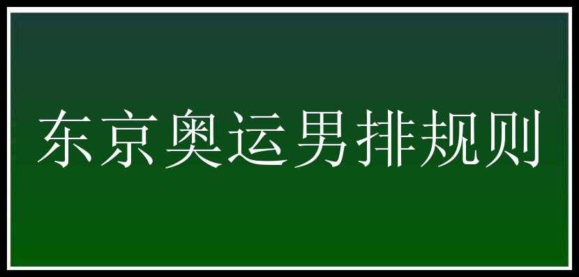 东京奥运男排规则