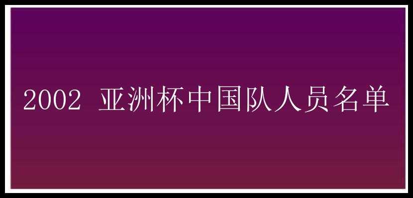 2002 亚洲杯中国队人员名单