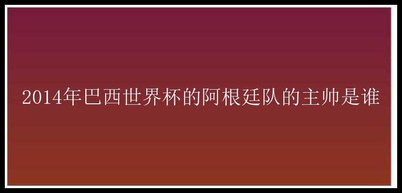 2014年巴西世界杯的阿根廷队的主帅是谁