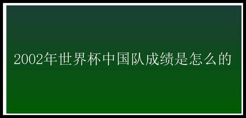 2002年世界杯中国队成绩是怎么的