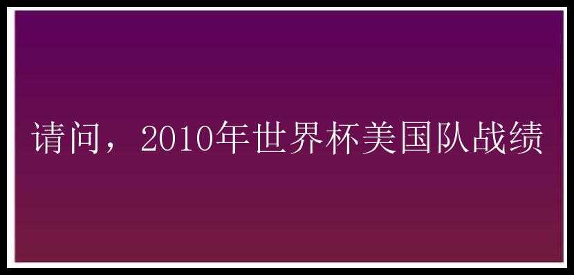 请问，2010年世界杯美国队战绩