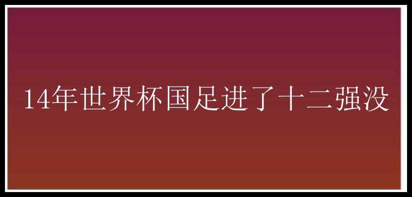 14年世界杯国足进了十二强没