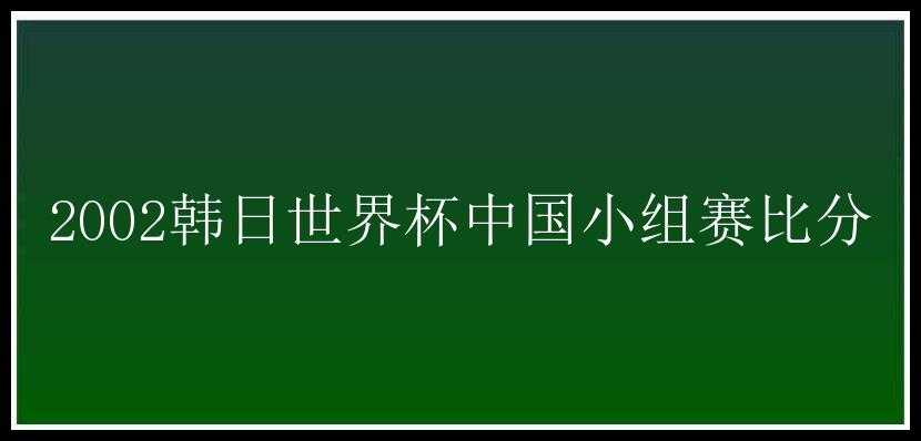 2002韩日世界杯中国小组赛比分