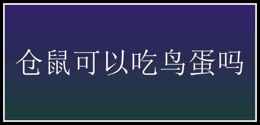 仓鼠可以吃鸟蛋吗