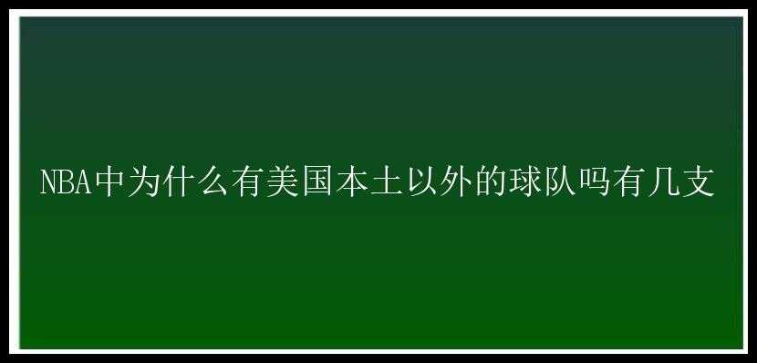 NBA中为什么有美国本土以外的球队吗有几支