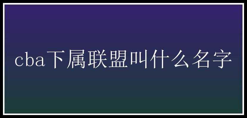 cba下属联盟叫什么名字