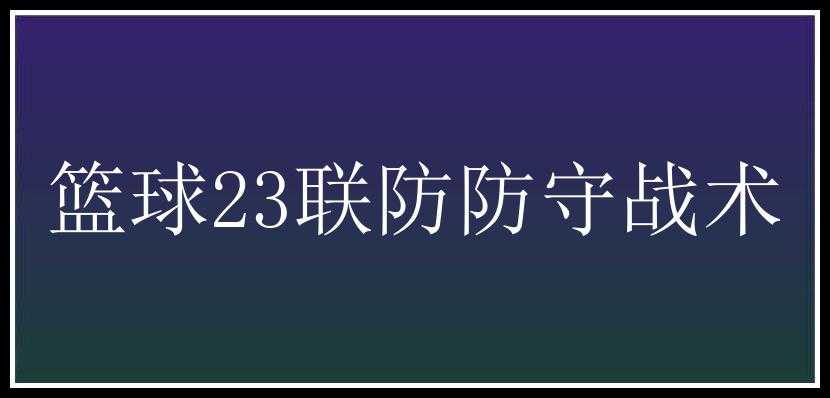 篮球23联防防守战术