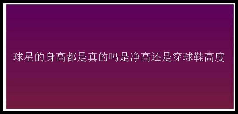 球星的身高都是真的吗是净高还是穿球鞋高度