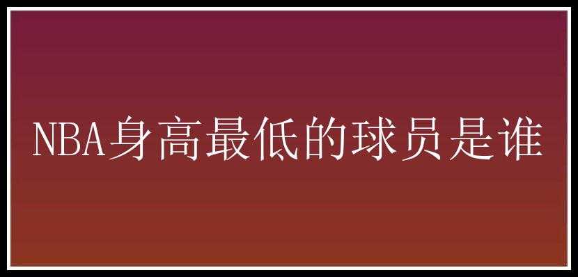 NBA身高最低的球员是谁