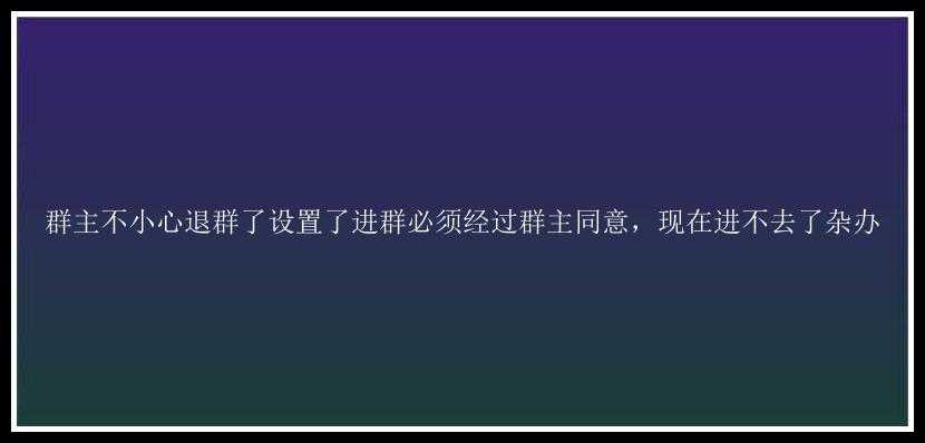 群主不小心退群了设置了进群必须经过群主同意，现在进不去了杂办