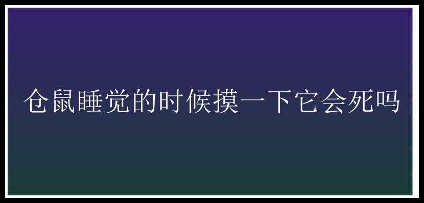 仓鼠睡觉的时候摸一下它会死吗