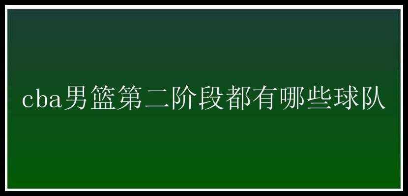 cba男篮第二阶段都有哪些球队